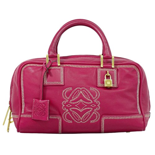 LOEWE Amazona 28 Anagram Handbag Mini Boston Bag Leather Pink Used