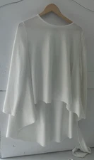 SHEIN Womens Top Size XL White Cream V-Neck High Low Blouse Tie Belt Long Sleeve