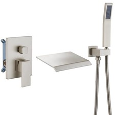Upgraded Wall Mount Tub Filler Faucet with Handheld Shower, Modern Wall Mount...
