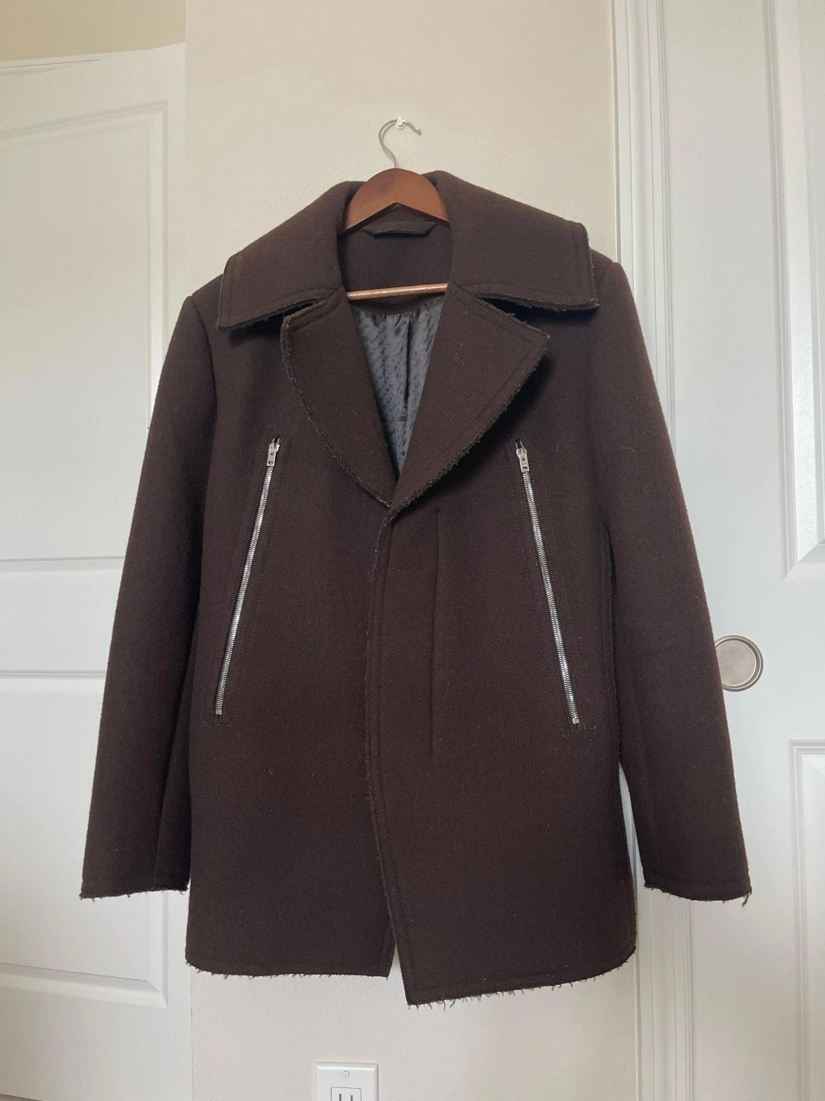Acne Studios Zipper Wool Coat – Men’s Size 46 – Brown – B90 - product detail image 1