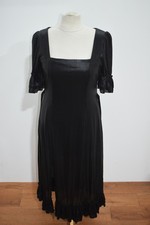 Jolie Moi Black Midi Dress Size 12 Square Neck Short Sleeve Ruffle Hem