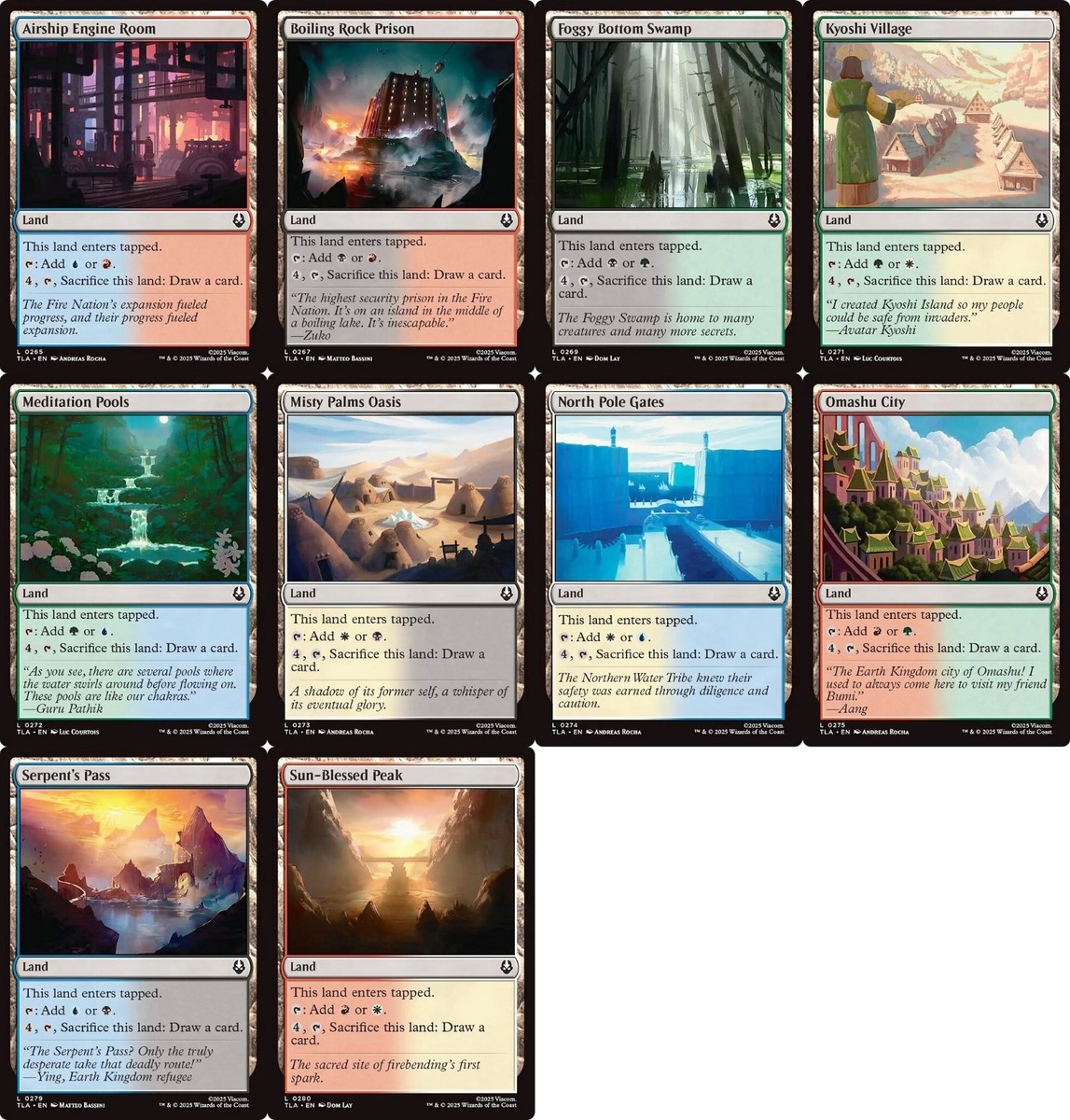 EDH Dual Land Set of 10 ~mtg The Last Airbender North Pole Gates