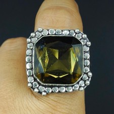 Natural Smoky Quartz Gemstone Handmade 925 Sterling Silver Ring Size-10 US