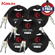 5-PACK Kirlin 6FT 3.5mm TRS To Dual 1/4" Mono Noise-Free Cable Y-362 PRL-06/BK