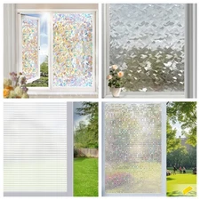 Privacy Window Film 17.7"*118" Static Cling Glass Film (Blinds /Rainbow/Mosaic)