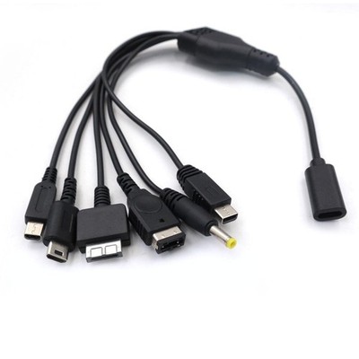 6 in 1 USB-C Female Charging Cable for GBA SP/NDS Lite/3DS /WiiU/PSV1000/PSP