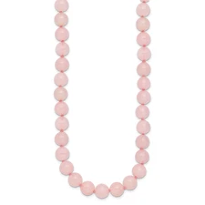 8-8.5mm Smooth Beaded Rose Quartz Necklace w/Sterling S.RH Clasp QH4669