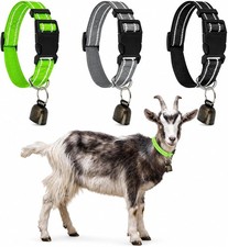 3 Pack Reflective Goat Collars with Bells Anti-Lost Pet Collar Sheep Grazing
