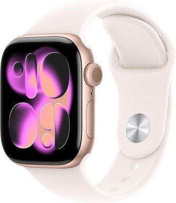 Apple Watch Series 11 42mm GPS Rose Gold w Light Blush Sport Band S/M MEU04LW/A
