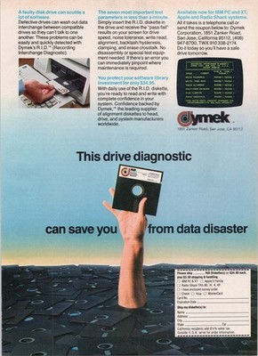 Dymek 1984 Print Ad R.I.D. Diskette Drive Diagnostic Vintage Computer