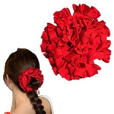 Oversized Red Scrunchie for Women, 6 x 6 Inch Jumbo Hair Scrunchies Large Sat...