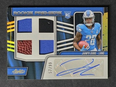 Jahmyr Gibbs /99 Patch Auto Rookie Premiere - 2023 Panini Absolute Football