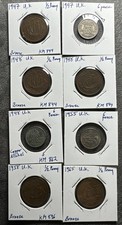 1940-1990 Great Britain Pence & Penny King George VI 14 Coin Lot. Variety.