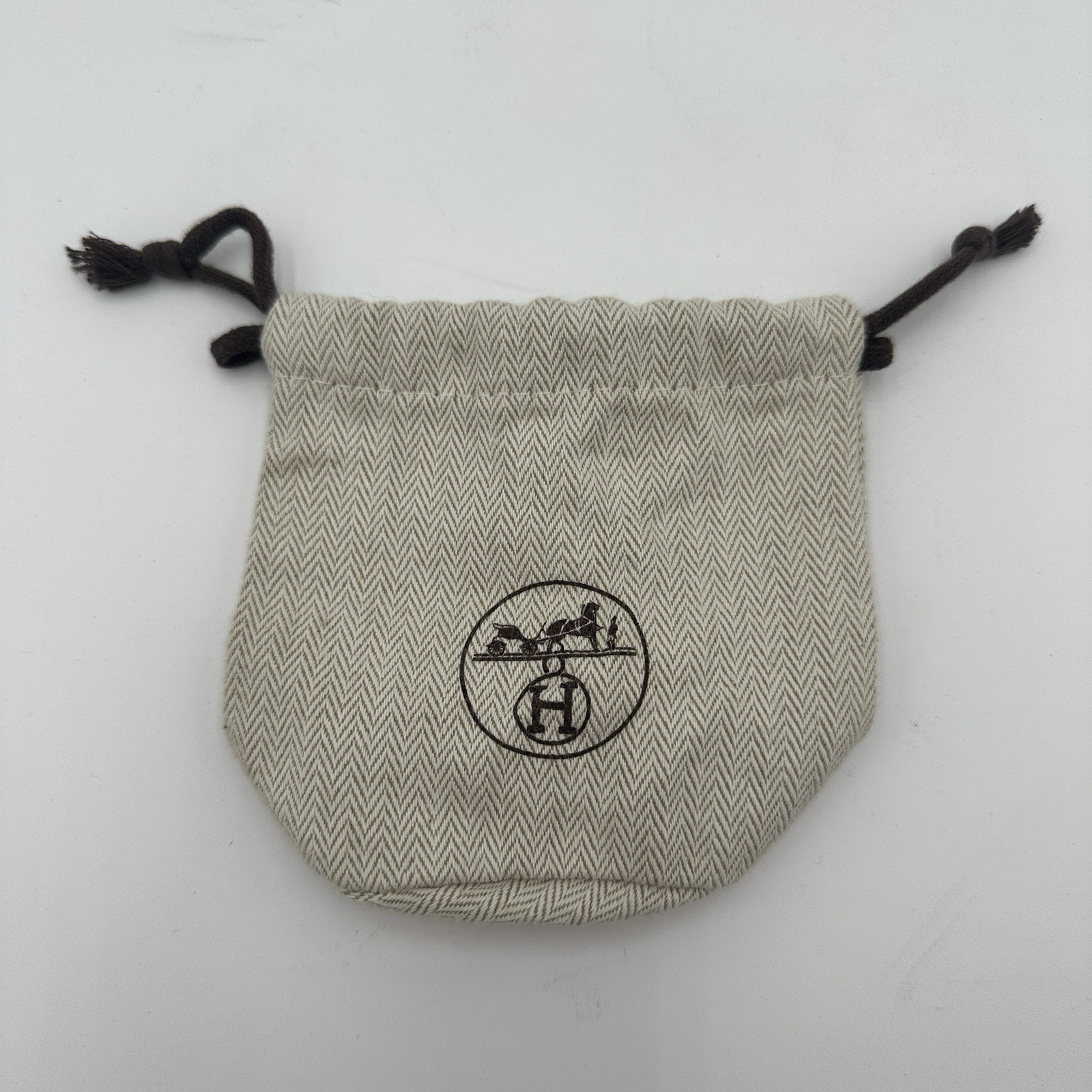 Authentic HERMES Beige Herringbone Dust Bag for Rings & Bracelets 4x4
