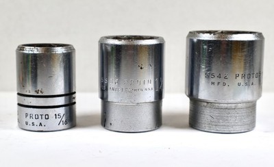 Lot of 3 Proto Sockets 3/4 '' 12 Point- #5542-1  5/16'', 5536-1  1/4'', 5530-15/16''