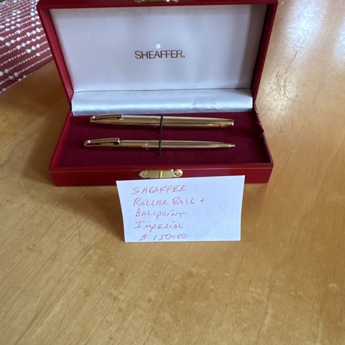 Sheaffer Imperial Rollerball & Ballpoint Pen Set w/ Case Gold
