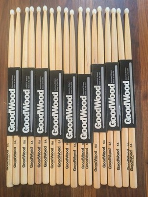 9X Vater Goodwood Hickory 5A Nylon Tip Drum Sticks Made In USA