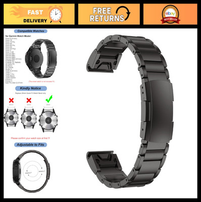 Titanium Quick Fit Watch Band 26mm for Garmin Fenix 8/7X/6X/5X/3 HR, Descent Mk2