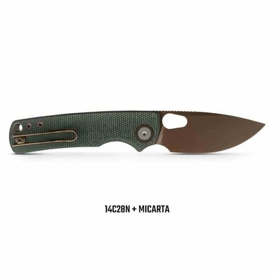 VOSA2609 Vosteed Porcupine 14C28N Steel Micarta Scales (Green) Top Liner Lock
