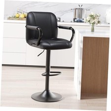 Bar Stools Set of 1 with Back and Armrest, Swivel PU Leather set of 1 Black