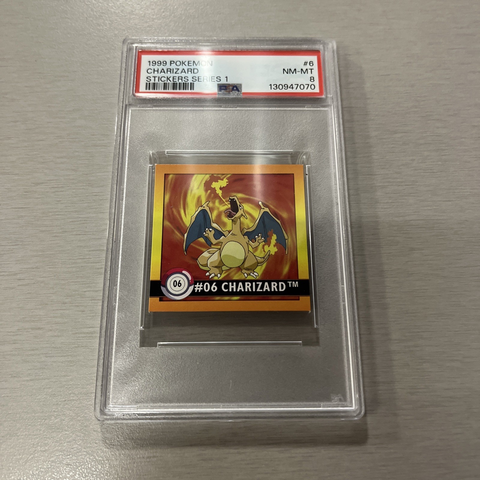 Pokémon Charizard Sticker Series 1 #06 ArtBox 1999 PSA 8 Graded Card