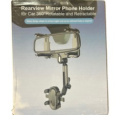 Rearview Mirror Phone Holder for Car 360 Rotatable Retractable