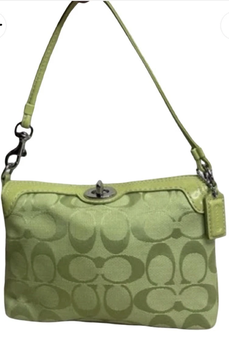 バッグ Rare COACH Signature Green Shoulder Bag Green Signature Coach Purse for sale | eBay