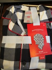 Wonder Shop-kids unisex black  white plaid 2pc pajama set sz 6