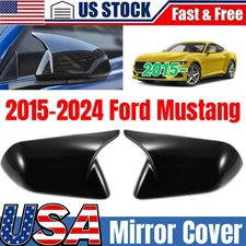 FOR 2015-23 FORD MUSTANG M STYLE GLOSS BLACK SIDE MIRROR COVER CAPS US STOCK