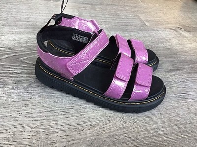 Dr. Martens Klaire J Youth Girls Size 4 Glitter Patent Leather Pink Sandals