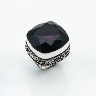 Bague bijou fait main en argent sterling 925 pierre précieuse améthyste... - Photo 1/4