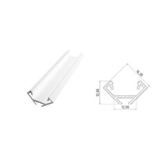 AL12-GLC2-LW-1000 GLALU White LED Corner Profile 1000mm