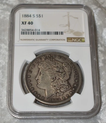 1884 S MORGAN 90% SILVER $1 DOLLAR NGC CERTIFIED XF 40 XF40 SAN FRANCISCO MINT