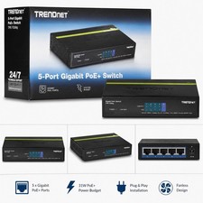 TRENDnet TPE-TG50g 5-Port Gigabit PoE Switch 31W Plug  Play Fanless Ethernet