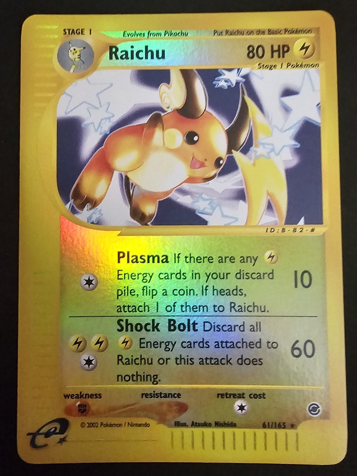 Pokémon Raichu 61/165 Expedition Reverse Holo Rare Card NM Condition