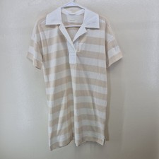 Everlane The Organic Cotton Polo Dress Women's Small Beige Striped Short Sleeve