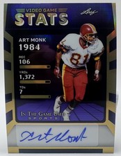 2025 Leaf In The Game Used Video Game Stats Art Monk AUTOGRAPH AUTO #1/6