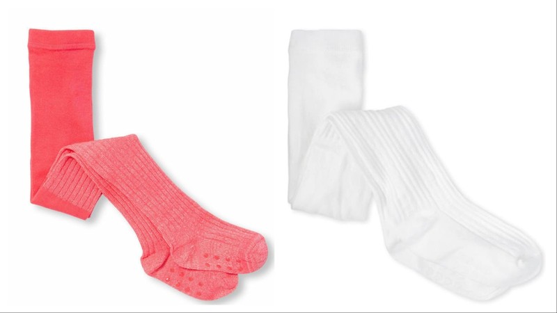 NWT The Children's Place Girls Metallic Pink White Rib Knit Tights 3- Years