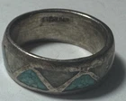 Vintage Sterling Silver Native American Turquoise & MOP inlay Ring Band Size 6