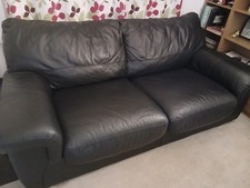 Real Leather Sofa Bed Black Great Condition