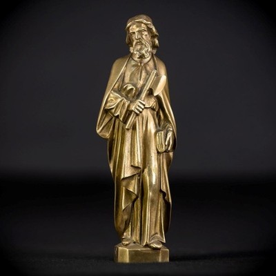 St Matthew The Apostle Statue | Nathanael 1800s Antique Bronze Figure 6.7''