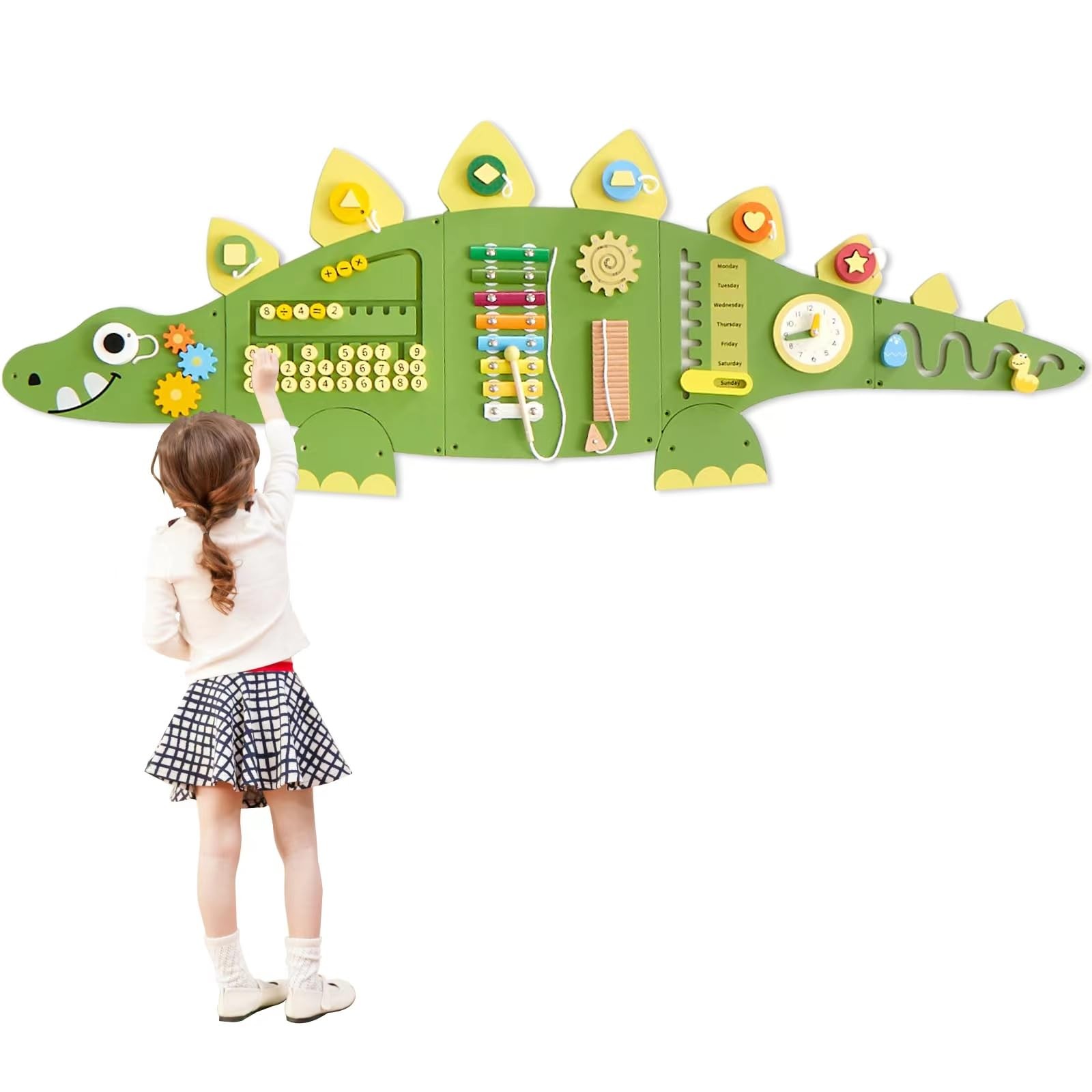 Dinosaur Activity Wall Busy Board Panels, Montessori Sensory Toys, Toddler Le...