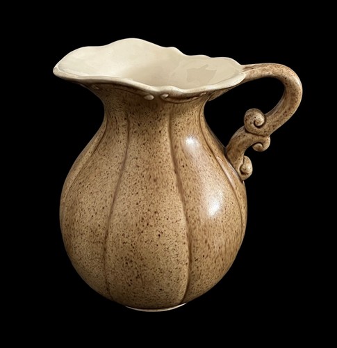 Vintage Art Pottery Brown Speckled Pitcher & Water Basin Bowl Excellent - Picture 3 of 12