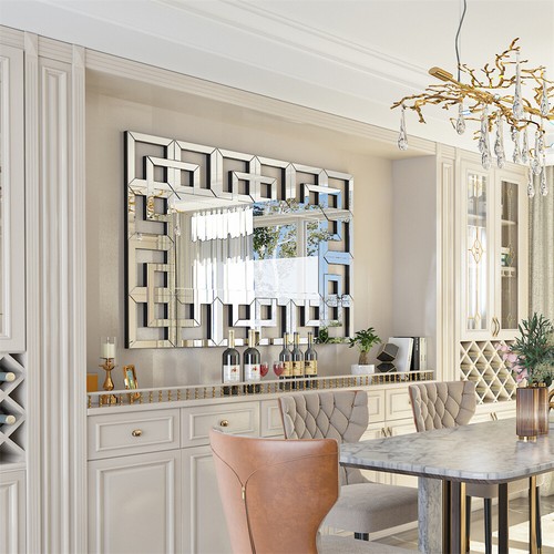 Various Unique Glass Framed, Crystal Border Wall Mirrors Entryway Home Decor - Picture 51 of 124