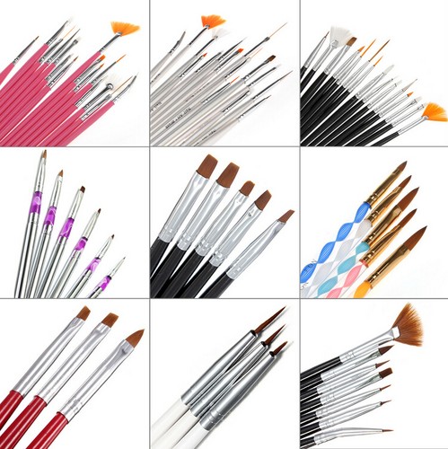 25 STYLE Nail Art Acrylic Tips Brush Pen Drawing Dotting Painting Liner Kit Set - Picture 1 of 26