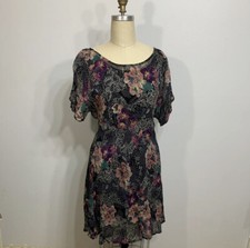 Vintage Dress 90s Does 30s Chiffon Small