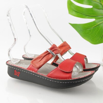Alegria Women's Karmen Sandal Size 41 10 Coral Red Leather Adjustable Slide