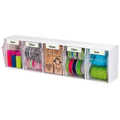 Deflect-O Interlocking Tilt Bin Organizer, 5 Bins, White (20503CR) FS
