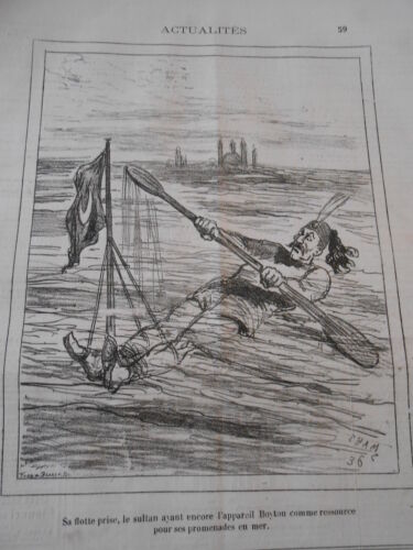 Typo Caricature 1878 - Turquie Sultan avec l'appareil Boyton en mer - Photo 1/1