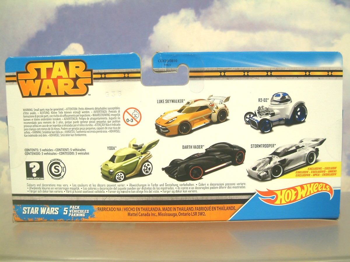 5 PACK MATELL HOT WHEELS STAR WARS R2D2 YODA DARTH VADER SKYWALKER